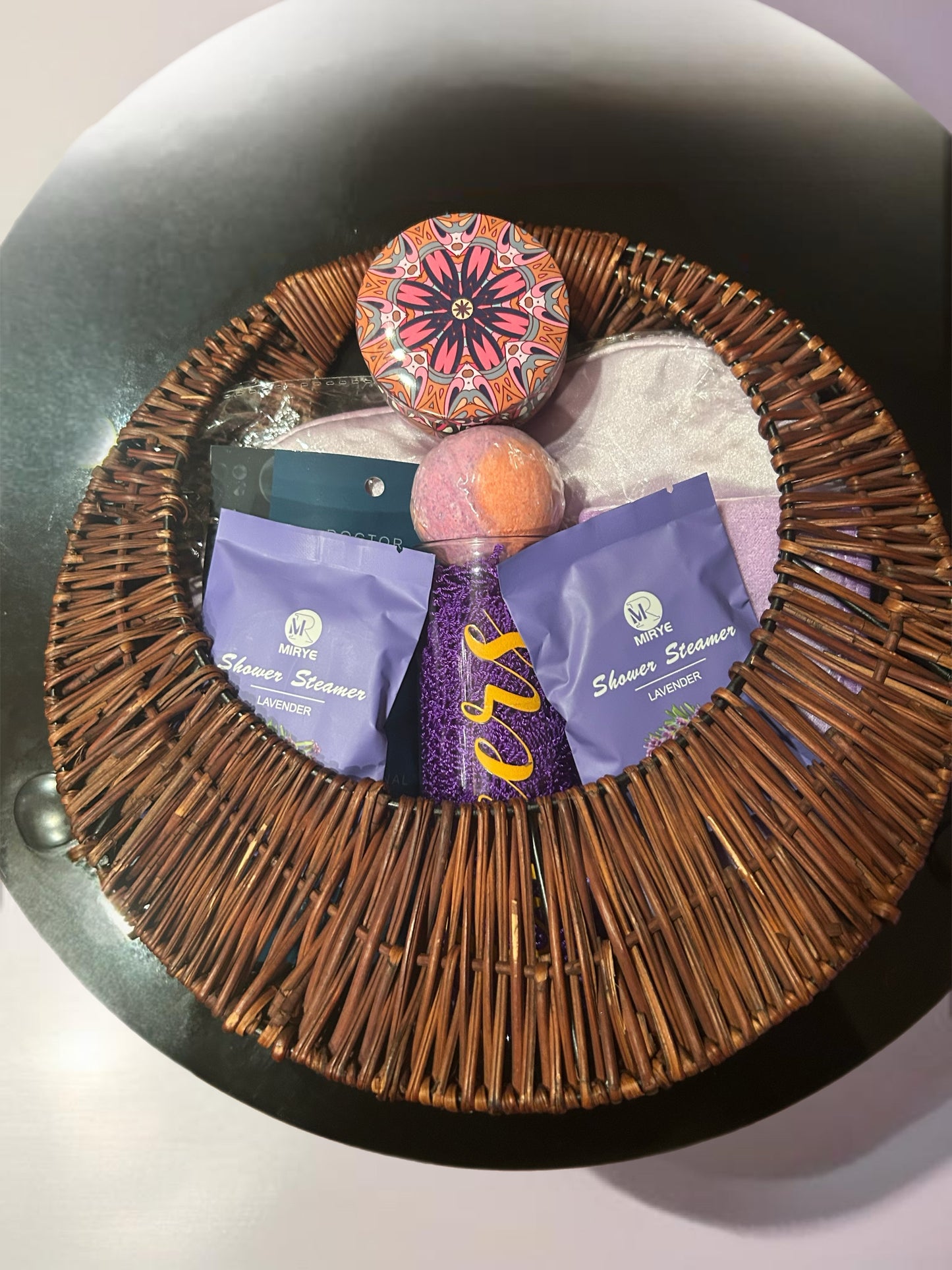 "Purple Paradise" Hand Bag Wicker Spa Gift Basket