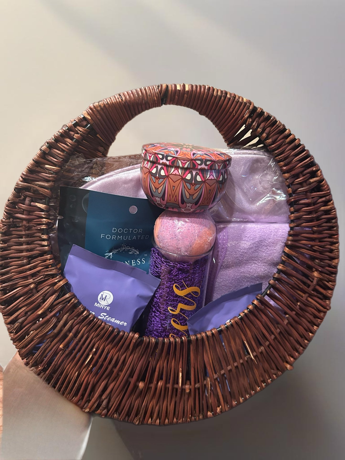 "Purple Paradise" Hand Bag Wicker Spa Gift Basket