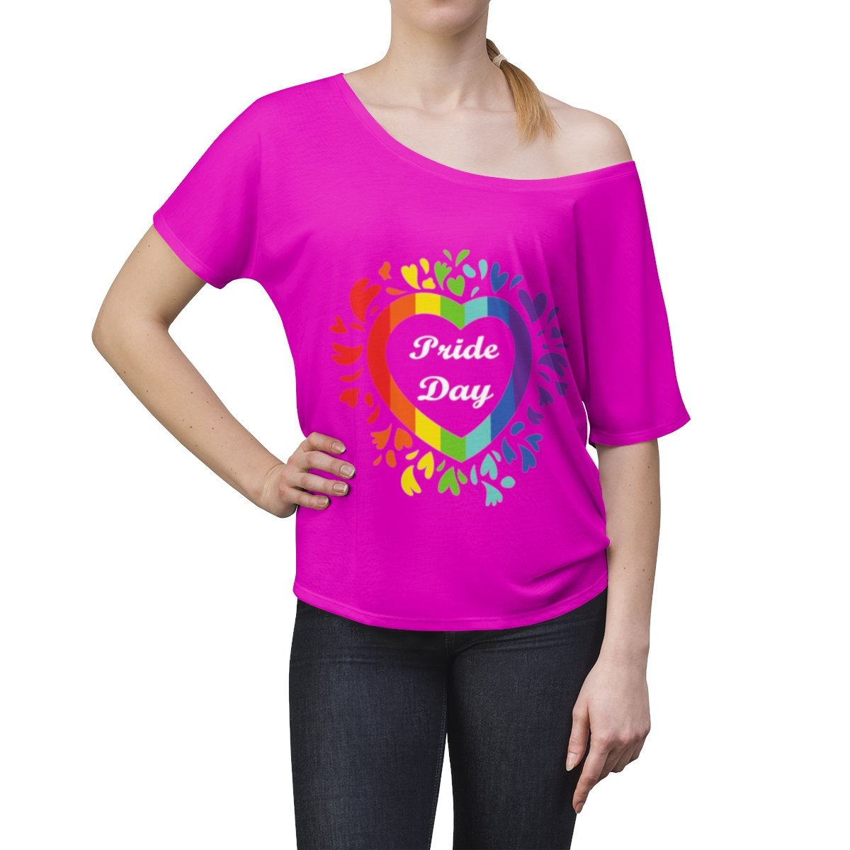 Pride Day Love Wins Rainbow heart Slouchy top