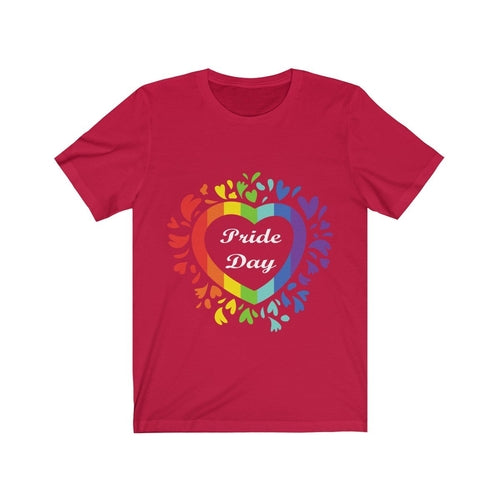 Pride Day Love Wins Rainbow Heart Short Sleeve Tee