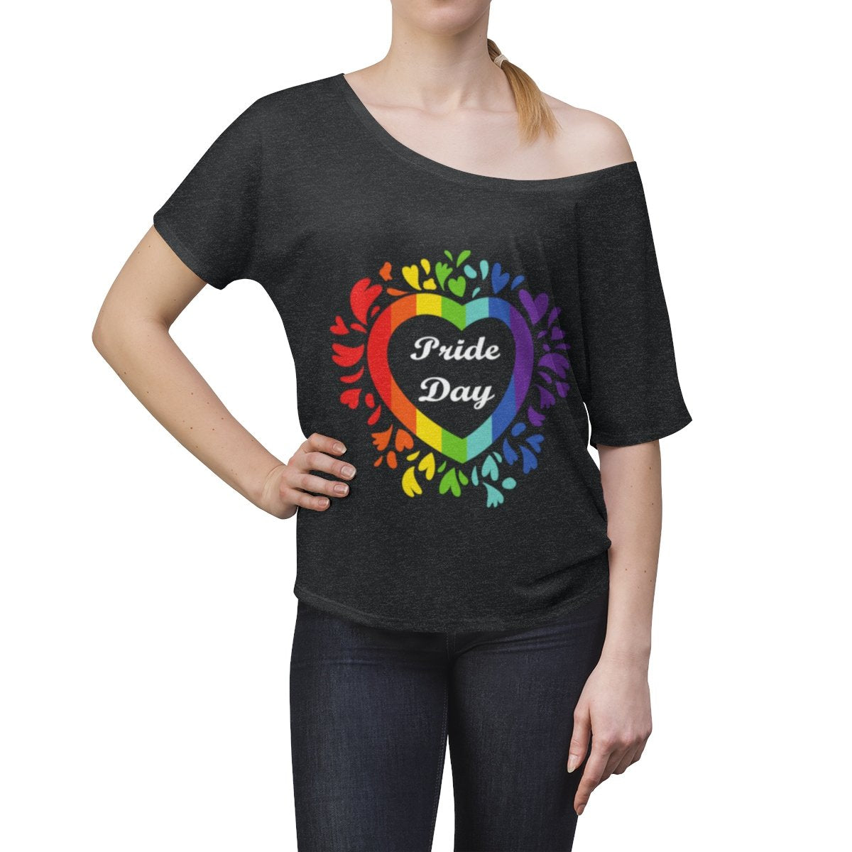 Pride Day Love Wins Rainbow heart Slouchy top