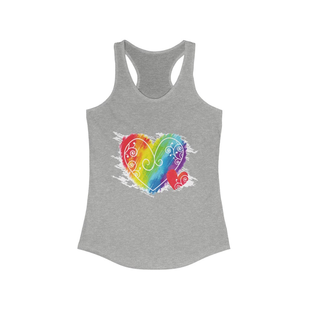 LGBT Rainbow heart Women's Ideal Racerback Tank Top Pride Day