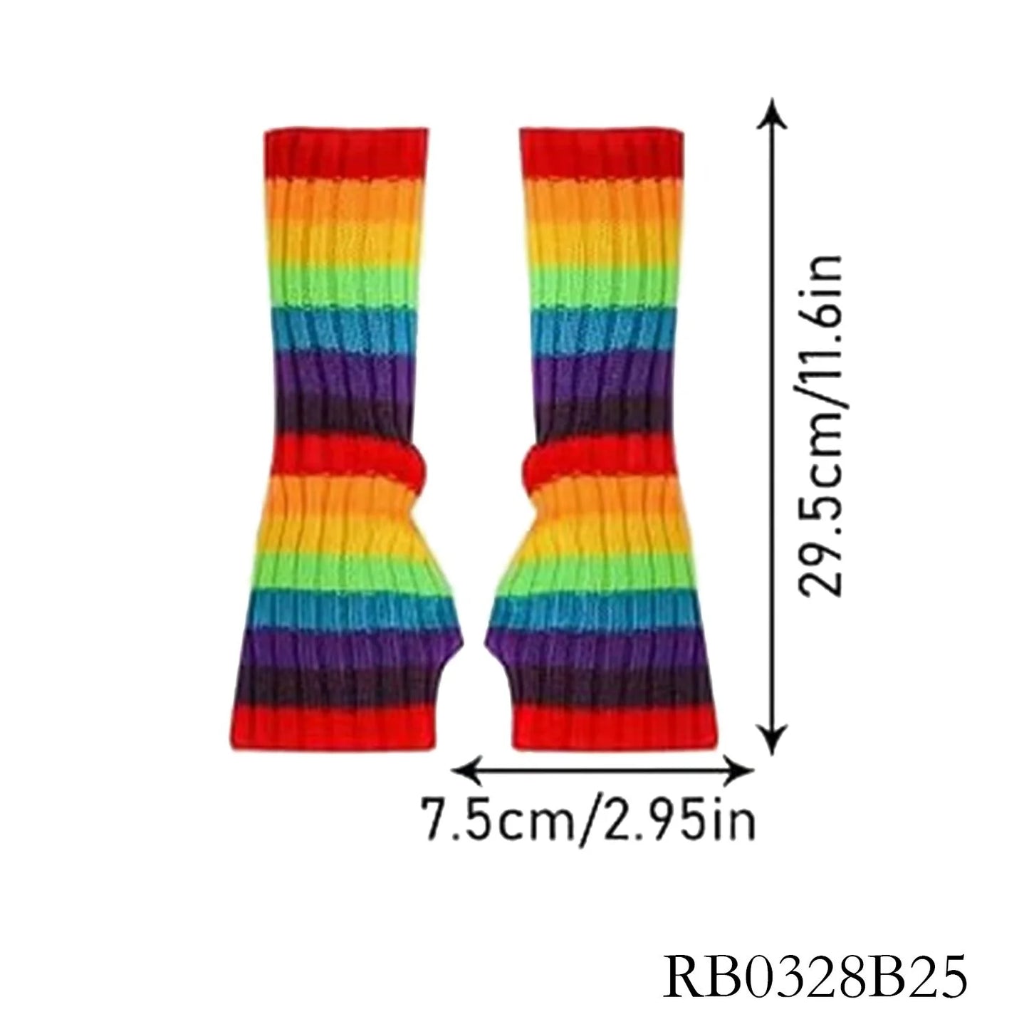 PESENAR Pride Month Rainbow Striped Fingerless Gloves - Celebrate Love