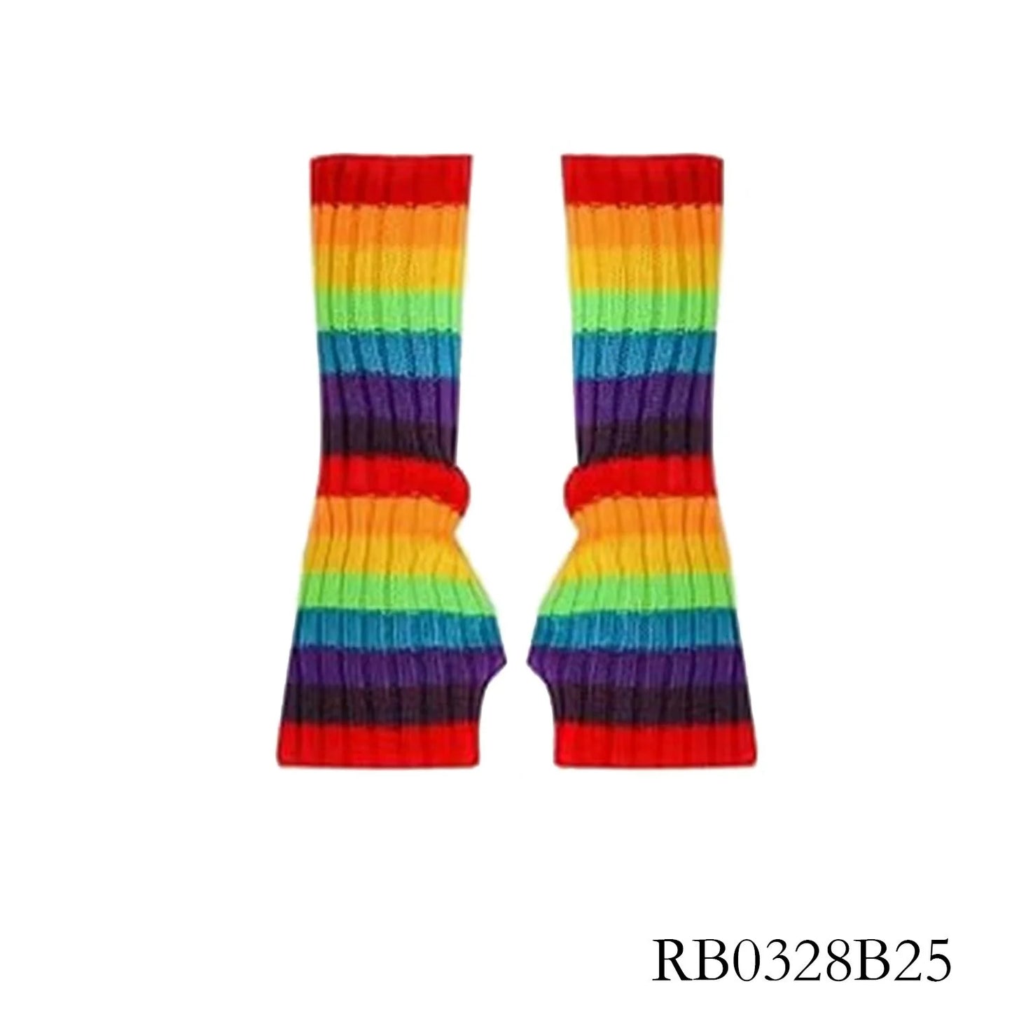 PESENAR Pride Month Rainbow Striped Fingerless Gloves - Celebrate Love
