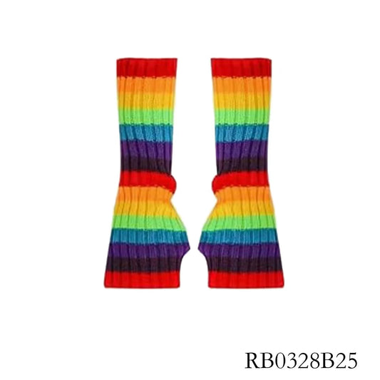 PESENAR Pride Month Rainbow Striped Fingerless Gloves - Celebrate Love