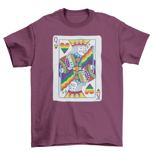 Poker king card with LGBT pride flag t-shirt