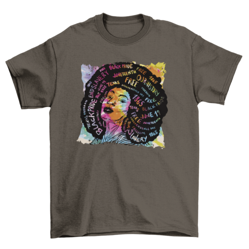 Black girl with afro watercolor t-shirt