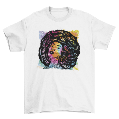 Black girl with afro watercolor t-shirt