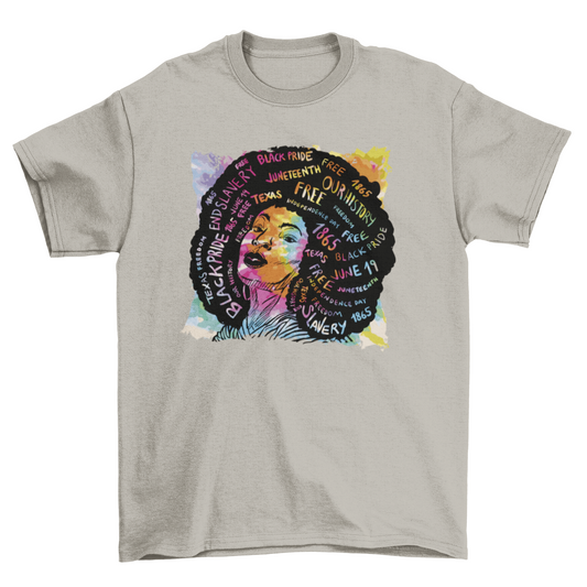 Black girl with afro watercolor t-shirt