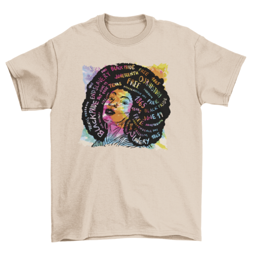 Black girl with afro watercolor t-shirt