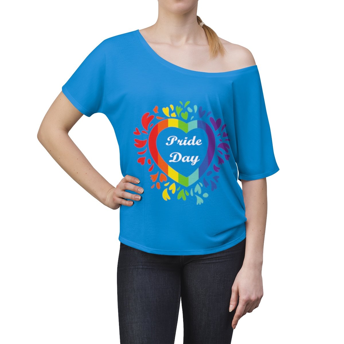 Pride Day Love Wins Rainbow heart Slouchy top