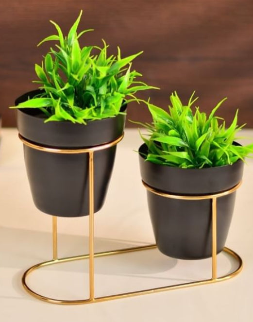 Metal Pot with Stand, Decorative Stand for Indoor Plants