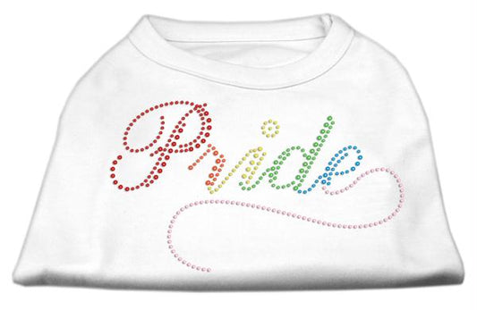 Mirage Pet Products 52-65 XXLWT Rainbow Pride Rhinestone Shirts White